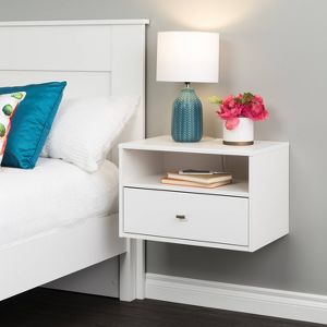 Floating 1 Drawer Nightstand With Open Shelf White Prepac Target