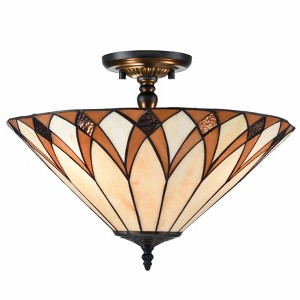 Claxy Tiffany Style Semi Flush Mount Ceiling Light 3-Light - 1 of 4