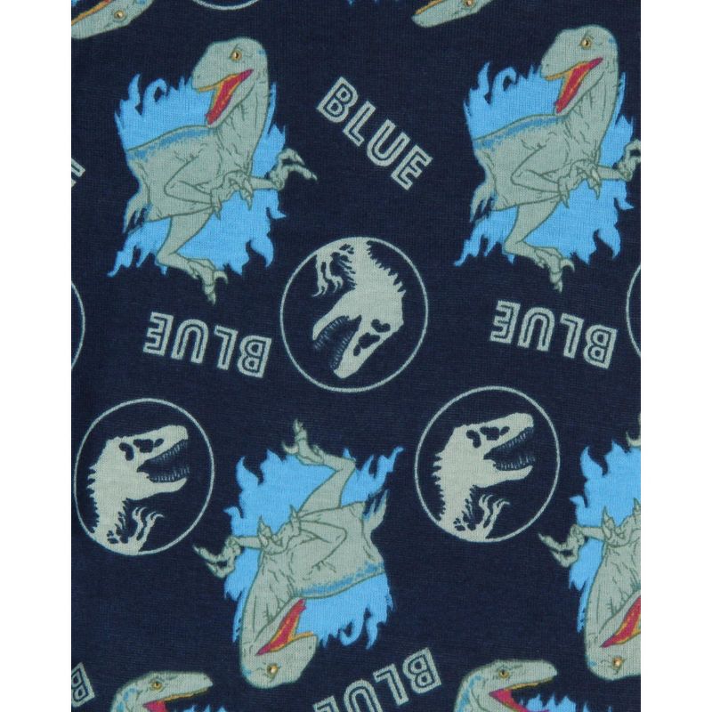 Jurassic World Boys' Movie Film Park Logo Blue Tight Fit Sleep Pajama Set Multicolored, 5 of 6