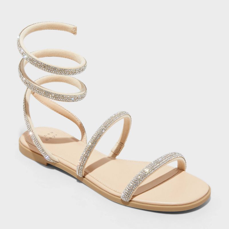 Women&#39;s Althea Ankle Wrap Sandals - A New Day&#8482; Silver, 1 of 11
