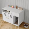 Cat Litter Box Enclosure - Hidden Litter box Furniture with 2 compartments, Scratching Mat, Double-Door Storage Cabinet - 2 of 4