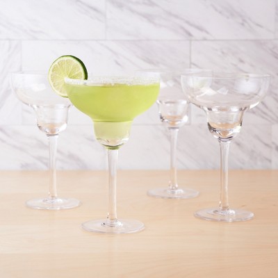 Clear Crystal Stemmed Margarita Cocktail Glasses, 10 oz, Set of 4