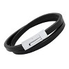 Steeltime Men's black leather wrap bracelet with stainless steel - 2 of 4