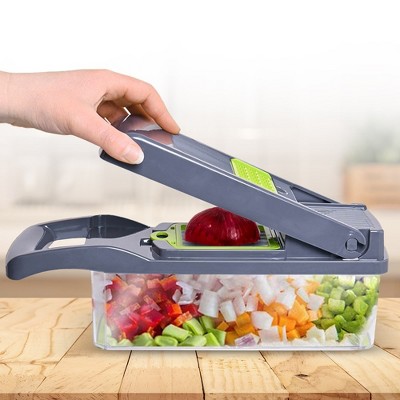 Cheer Collection Gray and Green 10-in-1 Food Chopper with Container
