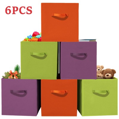 DOMETOUR 6 Piece Cube Storage Bins, 11 Inch Collapsible Storage Cube Organizer with Handle