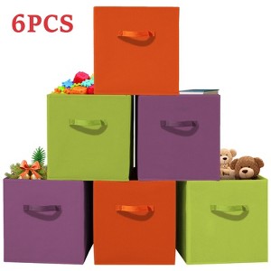 DOMETOUR 6 Piece Cube Storage Bins, 11 Inch Collapsible Storage Cube Organizer with Handle - 1 of 4