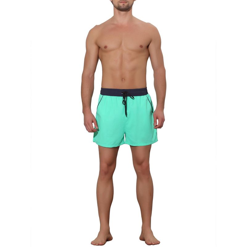 Lars Amadeus Men's Vacation Solid Color Drawstring Elastic Waist Surfing Shorts, 2 of 6