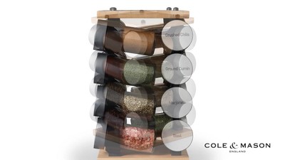 Bamboo Revolving Countertop Spice Rack with 16 Jars