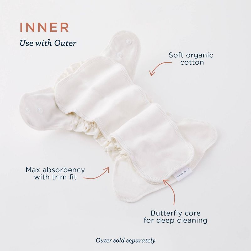 Esembly Inner Organic Cotton Reusable Infant Diaper - Size 1 - 3ct, 6 of 11