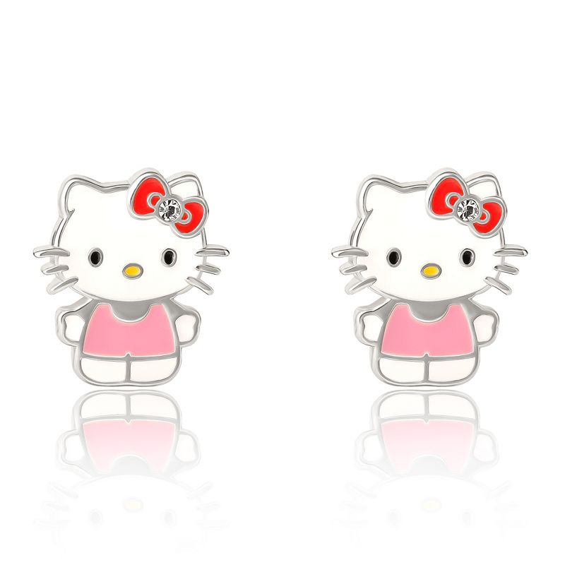 Sanrio Hello Kitty Brass Enamel Stud Earrings, 3 of 4