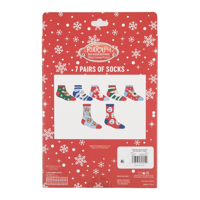Rudolph The Red-Nosed Reindeer Week of Socks Youth 7-Pack Set, 1 of 7