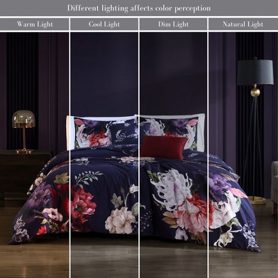 Queen Size Deep Purple Cotton Reversible Comforter Set