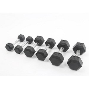 Hex Dumbbell 60 Lb Set, Rubber Encased Exercise & Fitness Dumbbells for Home Gym, Weights Dumbbells Set, Hand Weights（5Lbs x 2+10Lbs x 2+15Lbs x 2） - 1 of 4