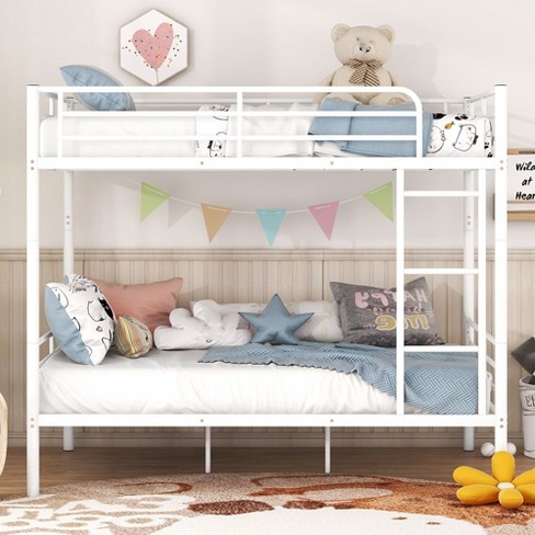 Bunk Bed, Full Metal Bunk Beds Upper Down Bed With Guardrail Stairway No Box Spring Needed, Bed Frame for Bedroom Playroom Living Room - image 1 of 4