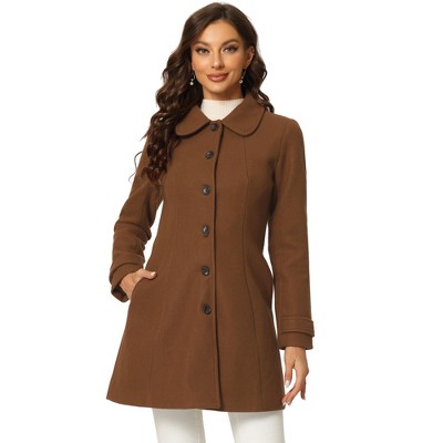 INSPIRE CHIC Women's Peter Pan Collar Single Breasted Winter Long Overcoat