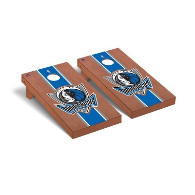NBA Dallas Mavericks Premium Cornhole Board Rosewood Stained Stripe Version