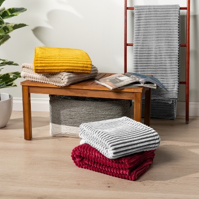 Light Grey Queen Size Fleece Reversible Throw Blanket