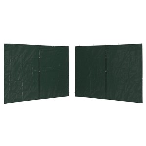vidaXL Green Sidewall with Zipper for Party Tent- 2 pcs, Water and UV Resistant PE Material, Easy to Install with Hook and Loop Fasteners - 1 of 4