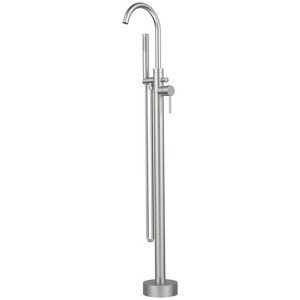 DOMETOUR Freestanding Bathtub Faucet Tub Floor Mount Bathroom Faucets Brass Single Handle with Hand Shower High Flow Rate Max 6 GPM - 1 of 4