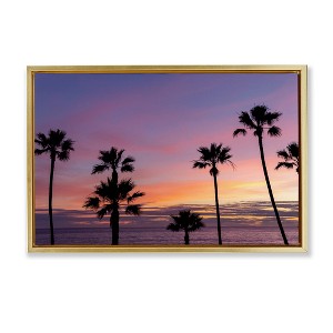 Stupell Industries Sunsets & Scattered Palm Trees Floating Frame Canvas Art, Gold, 31" x 21" - 1 of 4