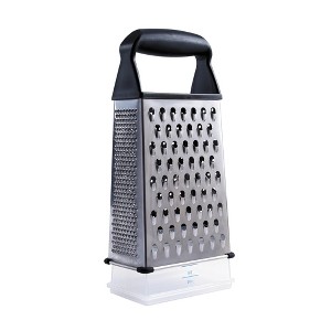 OXO Softworks Box Grater: Stainless Steel Cheese Shredder with Soft-Grip Handle & Storage Box, Dishwasher-Safe - 1 of 4