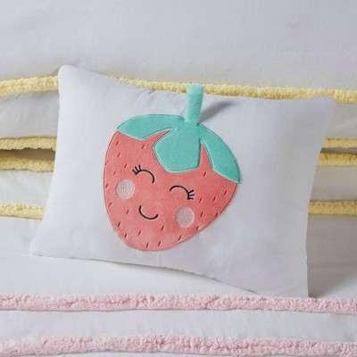 Pink Cotton Chenille Trim Full/Queen Duvet Cover Set
