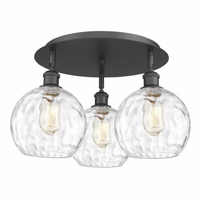 Athens Water Glass - 3 Light Flush Mount In Industrial Style-10.38 Inches Tall and 19.75 Inches Wide