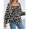 Coolmee Women's Blouses Casual Ruffled Square Neck Dressy Leopard Print Long Sleeved Chiffon Shirt - 3 of 4