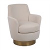 360° swivel upholstered armchair, comfortable reading chair for bedroom, with barrel design and gold stainless steel base - 2 of 4