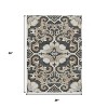 HomeRoots 3' X 5' Charcoal And Taupe Damask Washable Indoor Outdoor Area Rug - 3 of 4