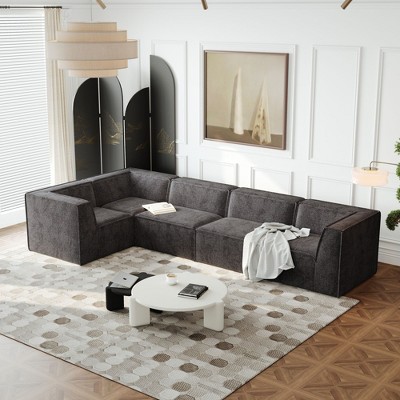 106” Chenille L-Shaped Sectional Sofa: 5-Piece Modular, Foam-Filled, Luxury Design - Perfect for Living Room and Bedroom