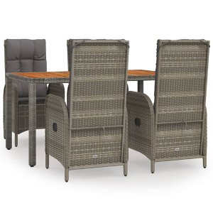 vidaXL 5-Piece Outdoor Dining Set - Weather-Resistant Gray Poly Rattan with Reclining Chairs, Acacia Wood Tabletop, and Cushions - 1 of 4