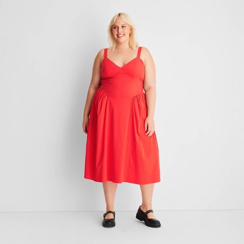 Women's Strappy Red Fit And Flare Midi Dress - Future Collective™ with  Reese Blutstein Red 22