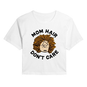 Women's - Peanuts - Mom Hair Dont Care Cropped Graphic T-Shirt - 1 of 4