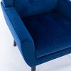 Gulches Modern Velvet Ergonomic Accent Chair, Blue with Black Solid Wood Legs - 2 of 4