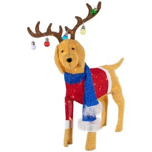 Northlight 36.5" LED Lighted Dog Wearing Antlers Christmas Outdoor Yard Decoration - 1 of 4