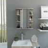 SEVOBAL Bathroom Storage Cabinets Medicine Cabinet with Mirror, 9-Tier Organizer, 6 Open Shelves, 3 Shelves for Bathroom, Beige, 27.6"*18.9"*6.3" - 4 of 4