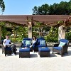 XIZZI Outdoor Patio Furniture Conversation Set 5 Pieces All Weather Wicker High Back Couch with Ottomans Gray Wicker - 2 of 4