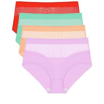 Agnes Orinda Women Plus Lace High Waisted Panties Soft Briefs 5-Pack  Underwear Multicolor X-Small