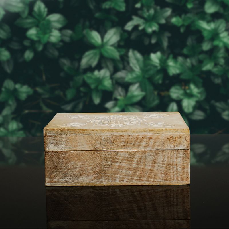Mela Artisans Decorative Wooden Box with Hinged Lid WhiteFinish, Extra Large, 10.5 x 7.5 x 4 Inch, 3 of 6