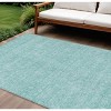Aqua And Ivory Floral Washable Indoor Outdoor Area Rug - 2 of 4