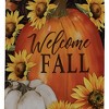 Slickblue "Welcome Fall" Flag – Autumn Pumpkins, Sunflowers, and Leaves on Brown Swirled Background, 18" x 12.5" - 3 of 4
