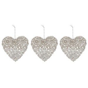 Gloria Duchin Set of 3 Glitter Heart Tree Ornaments - 1 of 1