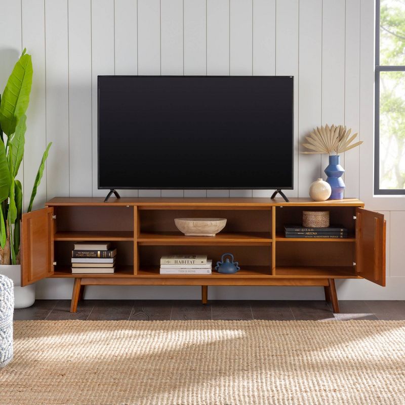 Solid Wood Mid-Century Modern TV Stand for TVs up to 80" - Saracina Home, 5 of 22