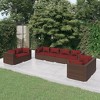 vidaXL Patio Lounge Set Outdoor Sectional Sofa Set Table Garden Poly Rattan - Brown and Cinnamon Red 6x Corner 2x Middle - 2 of 4