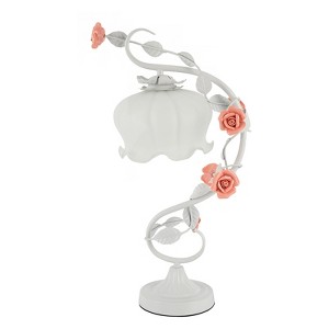 YIYIBYUS Flower Glass Table Lamp with 7.48inches Wide Bent Glass Lampshade - 1 of 4