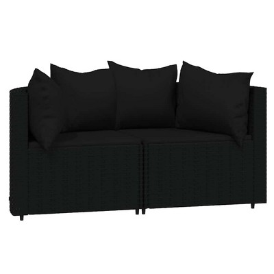 vidaXL Patio Corner Sofa Black
