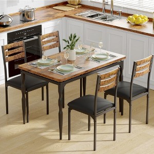 5-Piece Dining Set, Industrial Style 4-Person Dining Set and Chairs, Kitchen Dining Set for Restaurant and Apartment Kitchen - 1 of 4