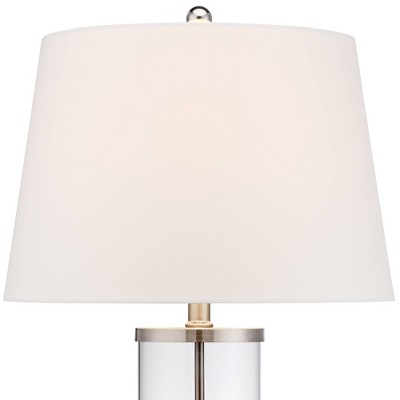 26.25" Clear Glass Cylinder Table Lamp with White Drum Shade
