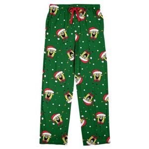 Spongebob Squarepants Santa Spongebob Men's Green Sleep Pajama Pants - 1 of 2